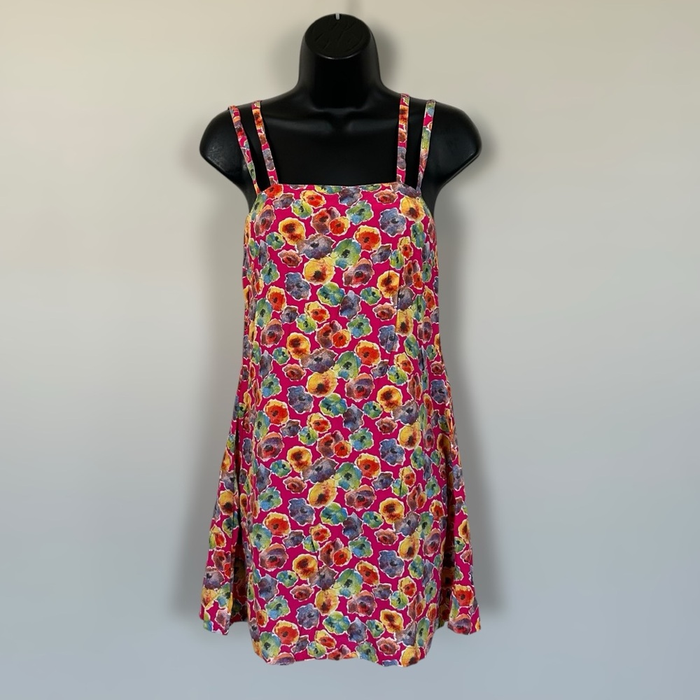 United Colors of Benetton 90s Vintage Sleeveless Floral Mini Shift Dress - EU 38